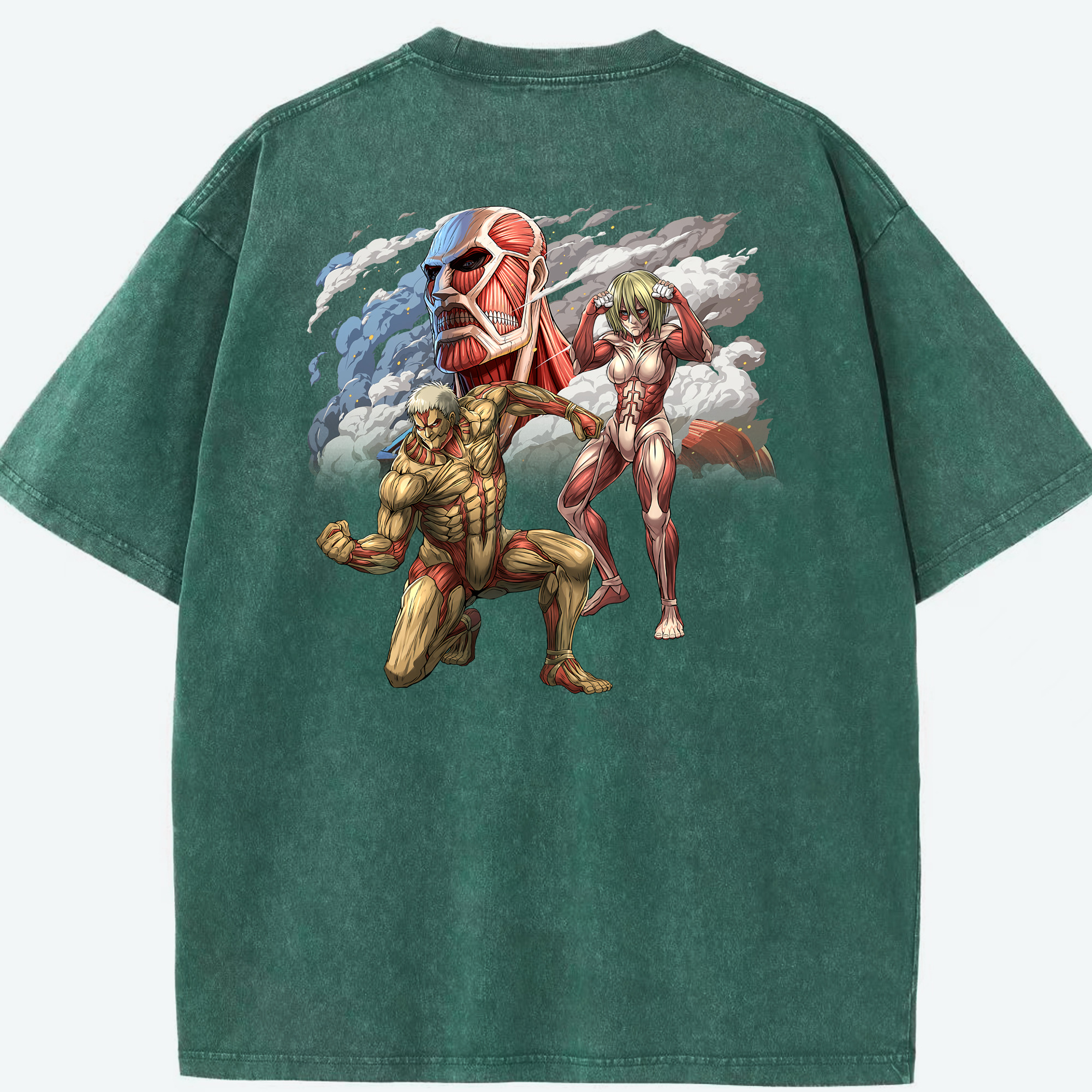 （画像用） 進撃の巨人 Attack on Titan 綿100% ヴィンテージ風 半袖Tシャツ（背面プリント）